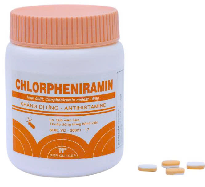 CHLORPHENIRAMIN 4mg (Nén Trắng Cam, C/500v)